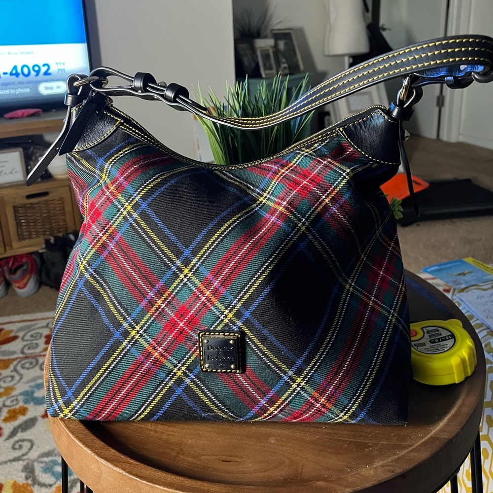 Dooney & Bourke Tartan Hobo Bag - Red, Blue, Yellow, Black